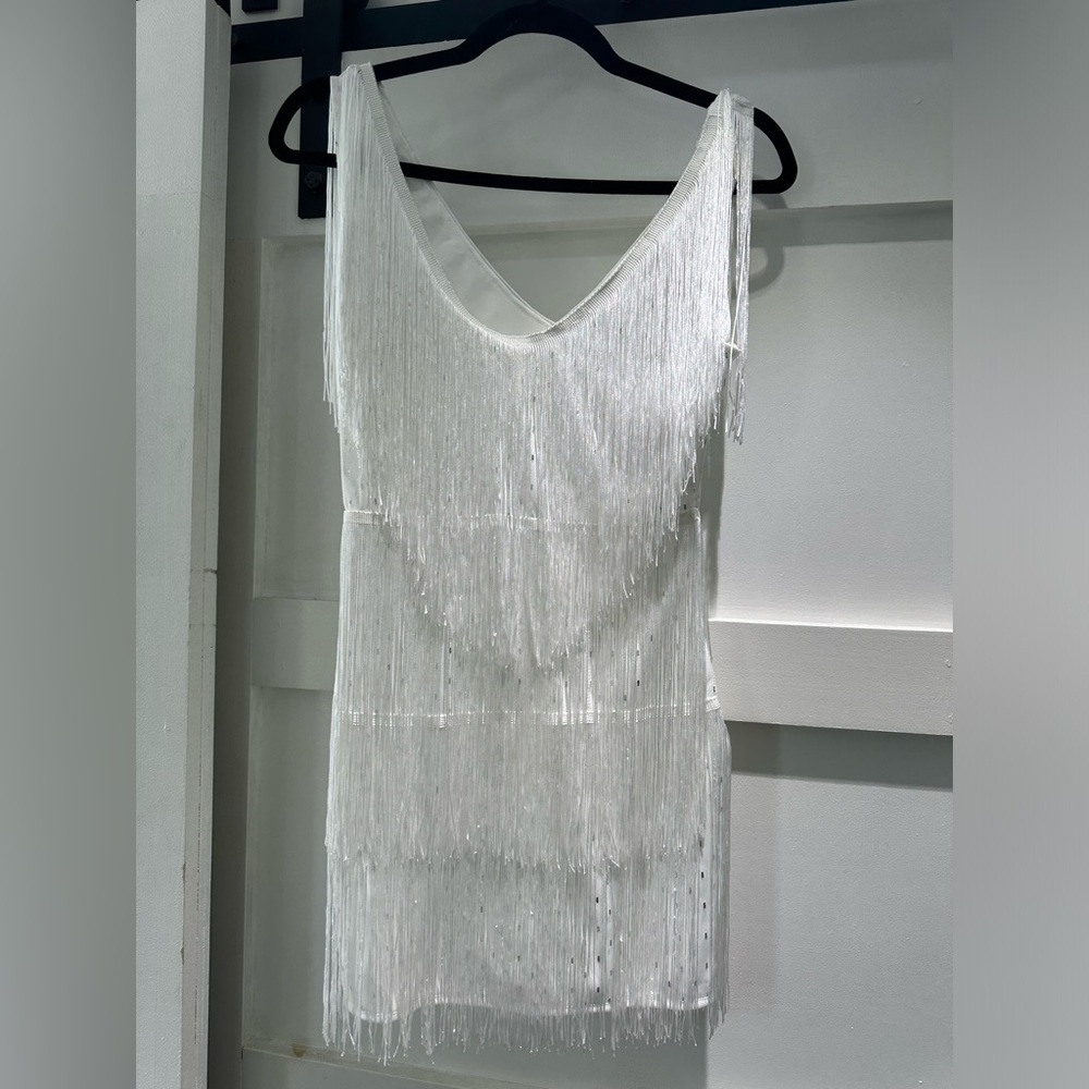 White fringe with sparkle dots fun dress